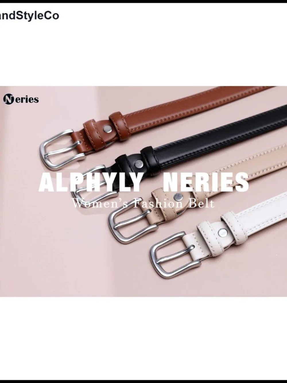 Women's Fashion Belts 2 Pack Faux Leather PU Minimalist Silver Buckle Trendy